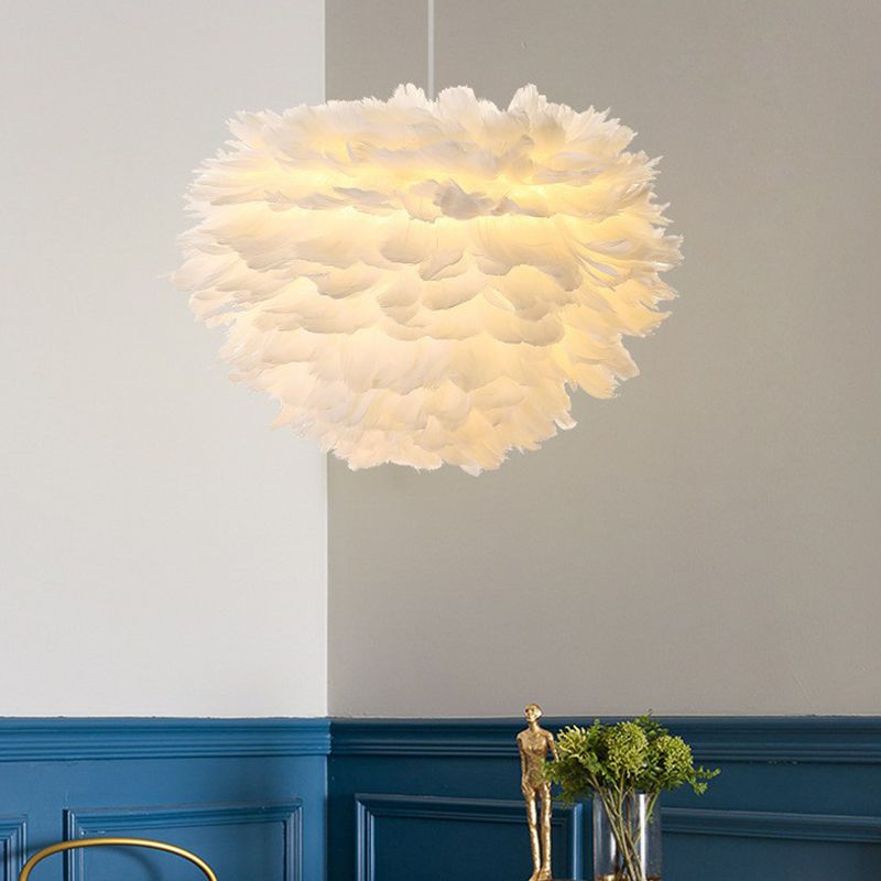 Luce a sospensione a forma di piuma Light a sospensione a bulbo singolo Luce a soffitto in bianco in bianco