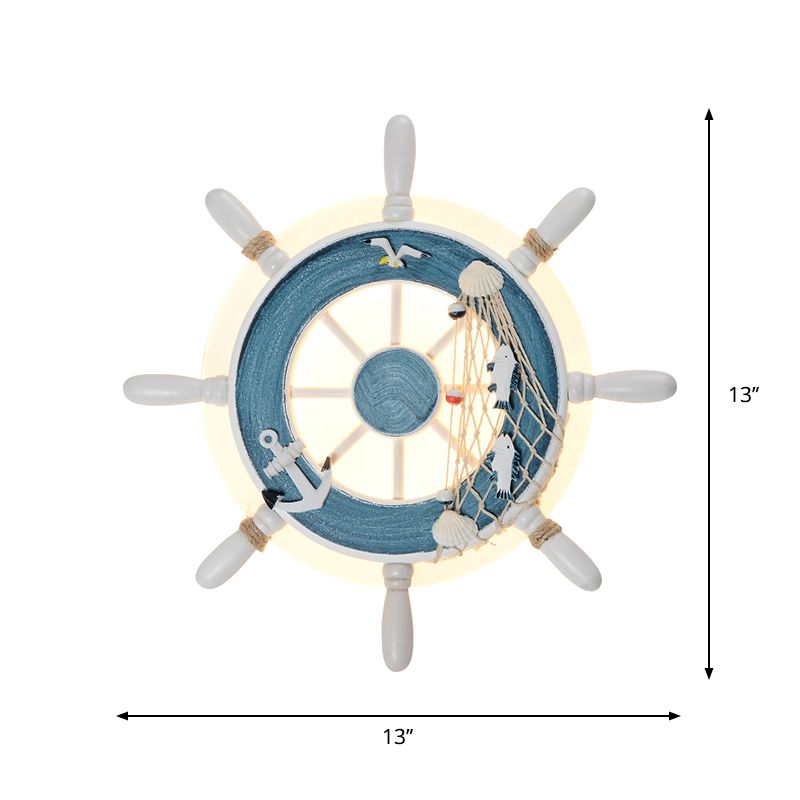 Rudder Bedside Wall Mounted Lamp Acrylic LED Creative Wall Sconce Lighting in Light Blue/White