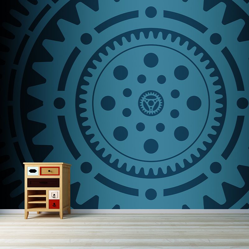 Industrial Style Gear Illustration Wall Covering Murals for Living Room, Customized Size