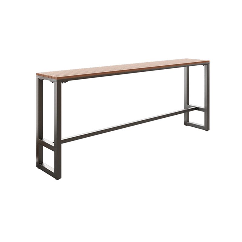 1/5 Pieces Brown Bar Table with Metal Stools Industrial Manufactured Wood Pub Set