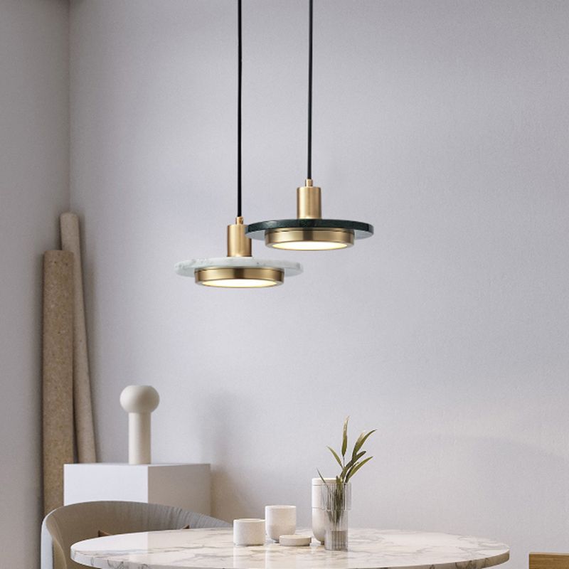 Shaded Dining Room Suspension Lighting Marble 1 Head Minimalistic Pendant Ceiling Light