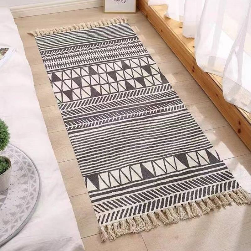 Bohemian Southwestern Print Rug Cotton Fringe Carpet Washable Area Rug for Living Room