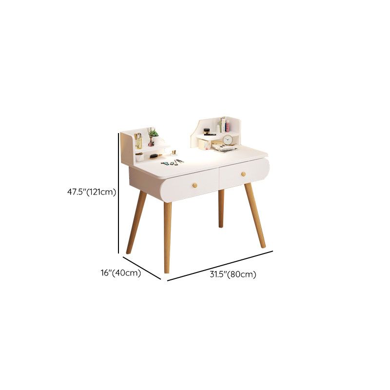 Contemporary White Vanity Dressing Table with Mirror in Solid Wood