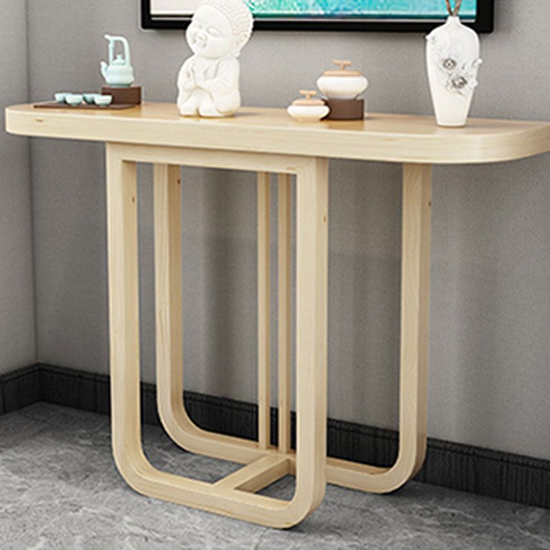 Pine Half Moon Console Table Mid-Century Modern 14" W Accent Table for Hall