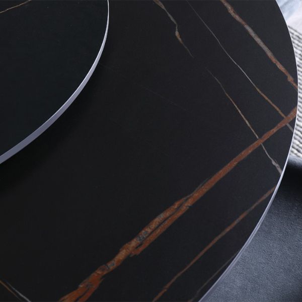 Metal and Stone Table Glam Style Simple Home Black Round Dining Table