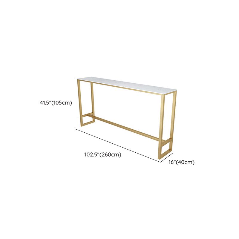 White Faux Marble Table Modern Style Bistro Table with Trestle Base