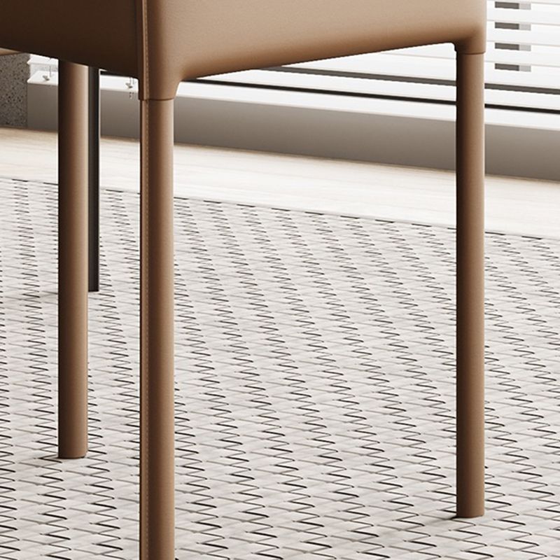 Silla de comedor de cuero contemporánea, silla lateral de comedor de metal para uso doméstico