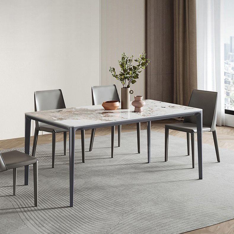 Modern Stone Dining Table Set 1/2/3/5/7 Pieces Dining Set with Solid Back Chairs