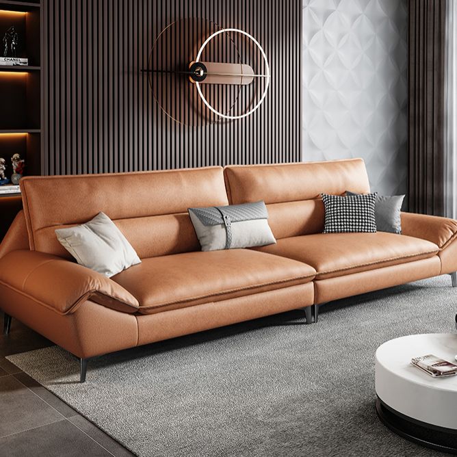 Sewn Pillow Back Faux Leather Pillow Top Arm Sofa with Waterproof and Stain Resistant