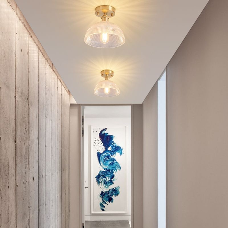 Shaded Glass Semi Flush Mount Light Fixture Nordic Style Brass Semi Flush Light Fixture