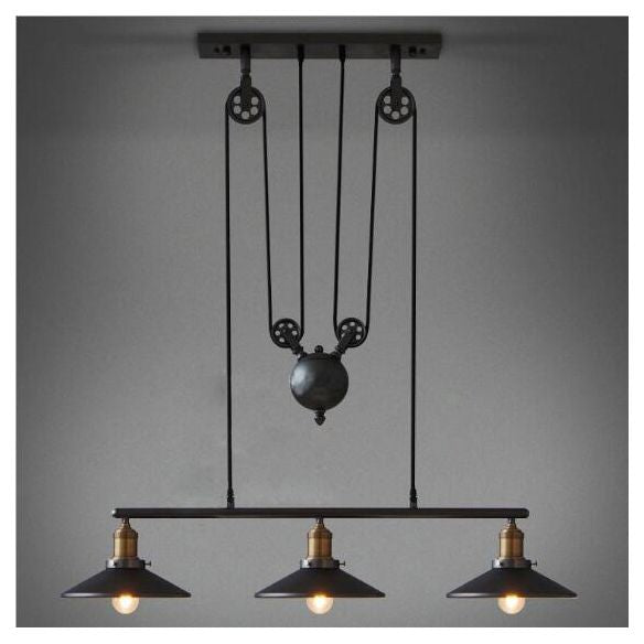 Pulley Metal Island Pendant Chandelier Industrial Dining Room Island Light Fixtures