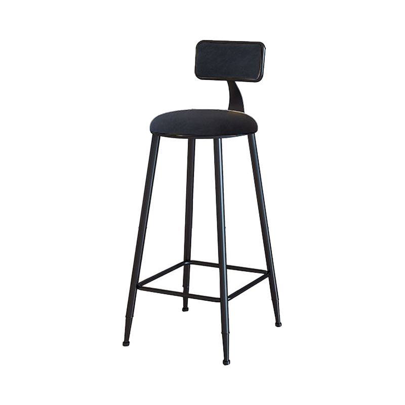 Modern Armless Backrest Counter Stool Iron Household Bar Stool with Velvet Cushion
