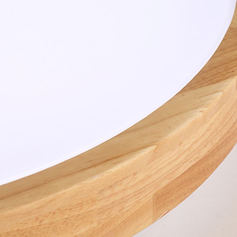 Luminaires de plafond affleurants contemporains en bois ronds montés au plafond
