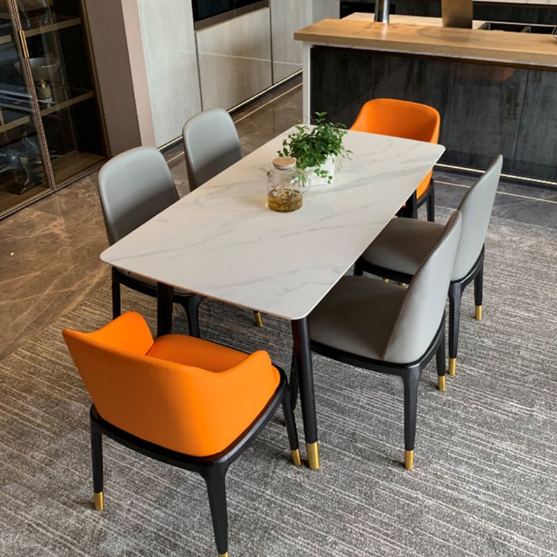 Rectangle Luxury Style Dining Table Two-Color Fixed Table with Sintered Stone