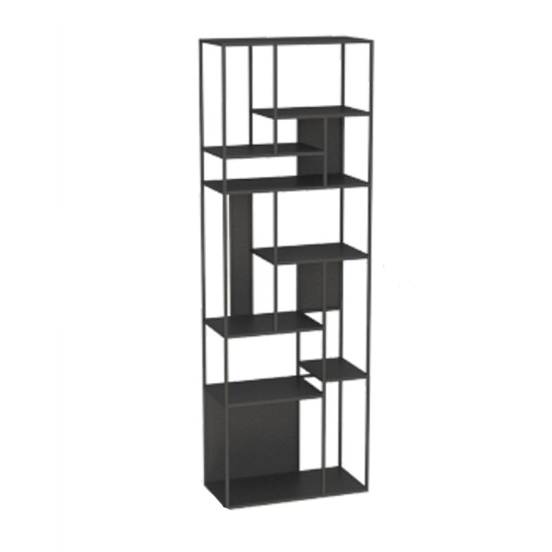 Modern Open Bookcase with Metal Rectangular Shelves for Office