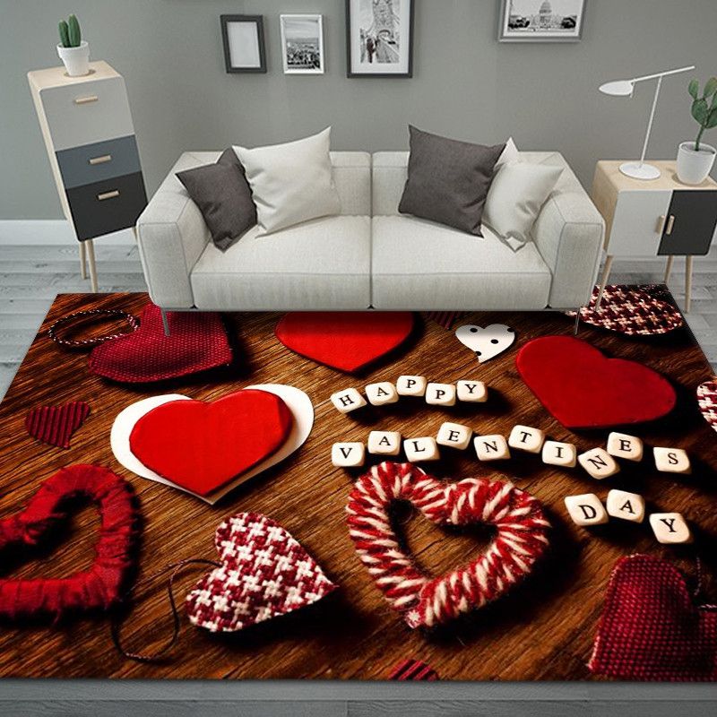 Dark Red Novelty Rug Blending Rose Blended Indoor Rug Washable Rug for Living Room