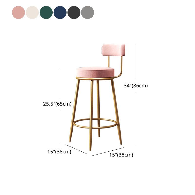 Nordic Style Upholstered Fabric Stools Armless Round Barstools for Home Use