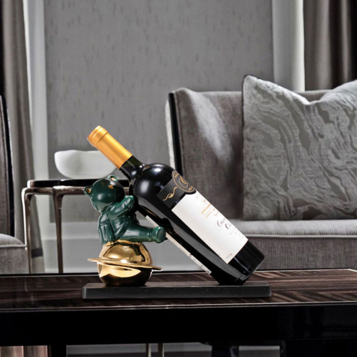 Countertop Wine Rack Solid Wood Base Wine Bottle Rack for Living Room