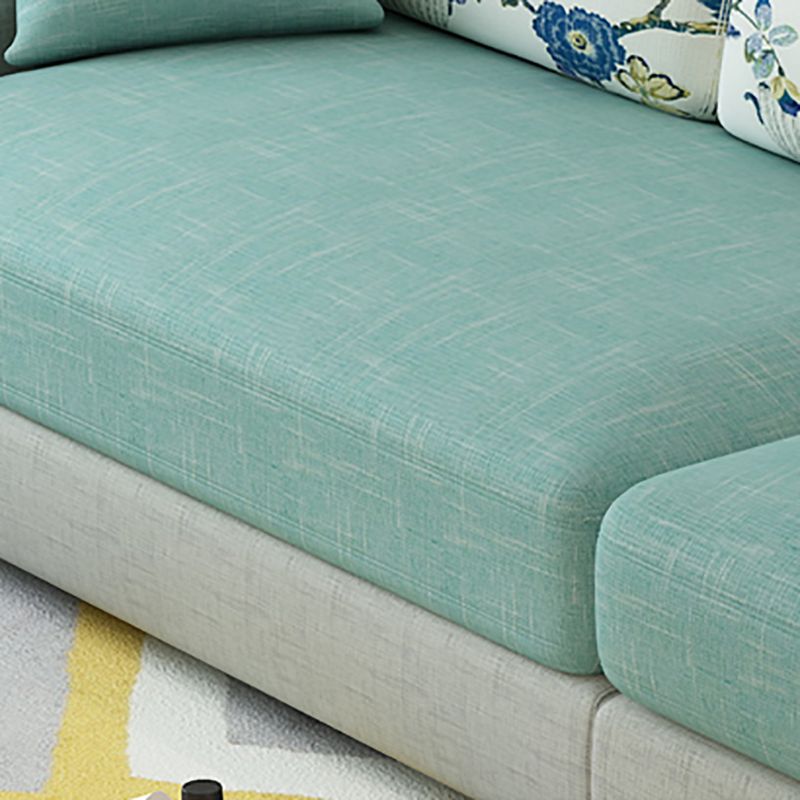 Nordic Assembled Linen Living Room Square Arm Pillows Sofa Chaise