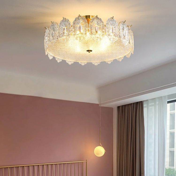 Modern Ceiling Lamp Household Flush Mount Light Fixture with Glass Shade for Bedroom