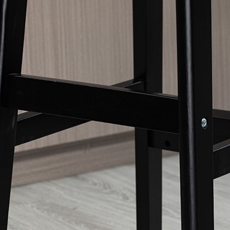 Industrial Solid Wood Bar Stool Upholstered Bar Stools with Black Legs