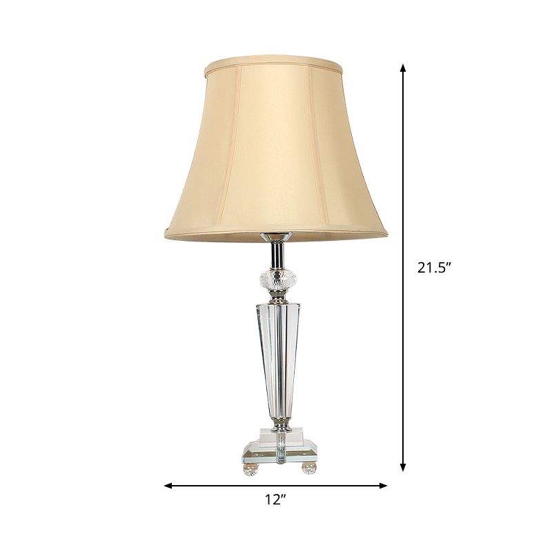 Duidelijke Crystal Bell Nightstand Licht Hedendaagse 1-licht Beige Night Table Lighting voor slaapkamer