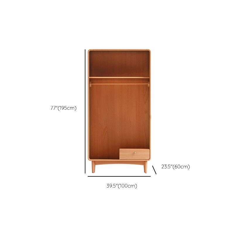 Freestanding Solid Wood Wardrobe Modern Wardrobe with Legs in Natural