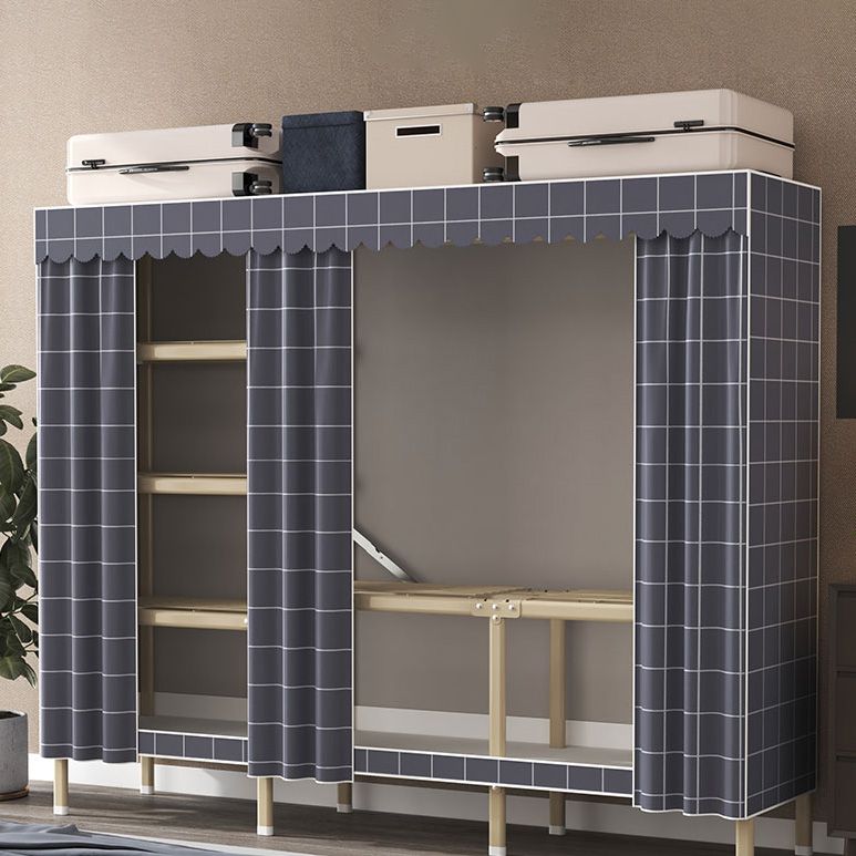 Contemporary Style Metal Wardrobe Cloth Rod Included Wardrobe Closet