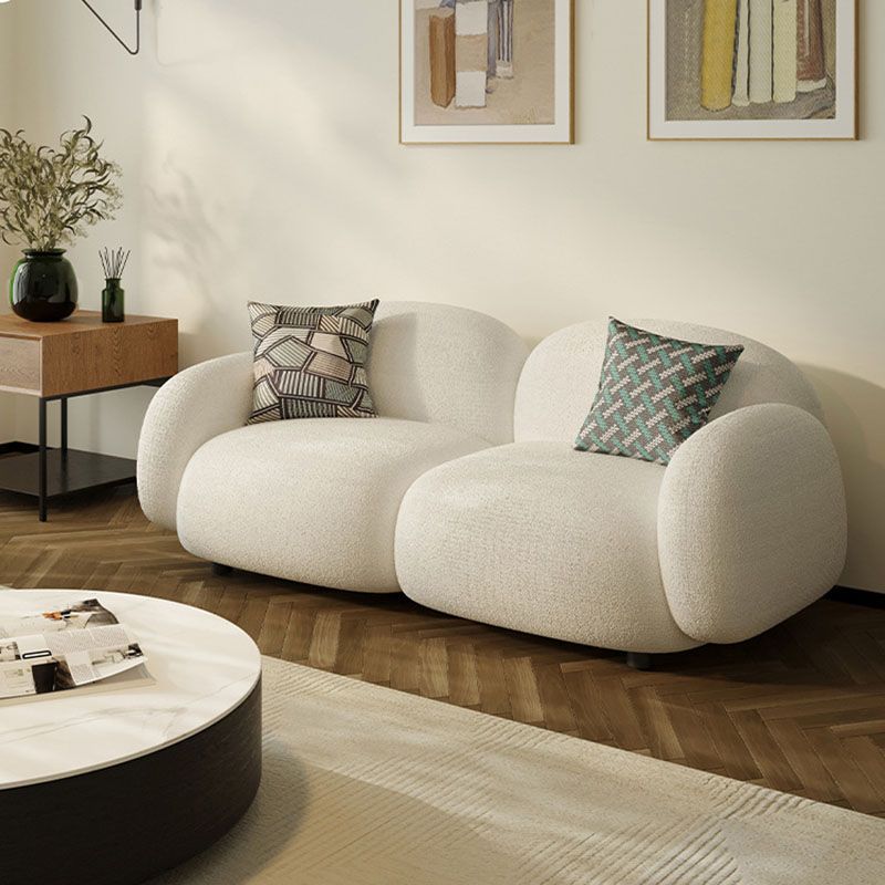 Leather/Wool Modern Curved Sofa 29.52" High Round Arm Seating