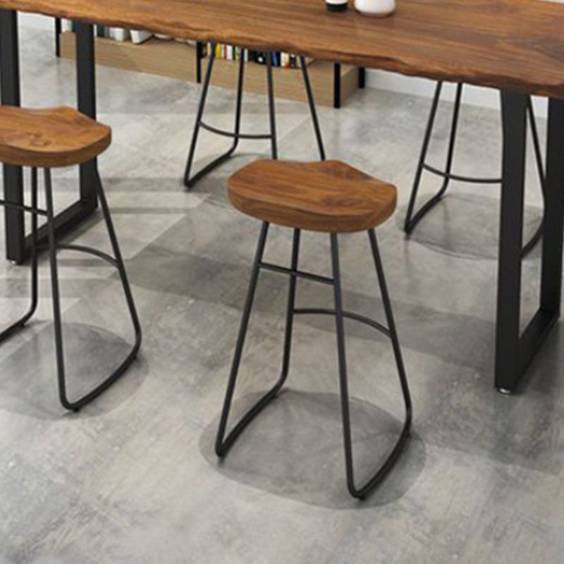Contemporary Style Wood Counter Stool Living Room Bar Stool with Metal Legs