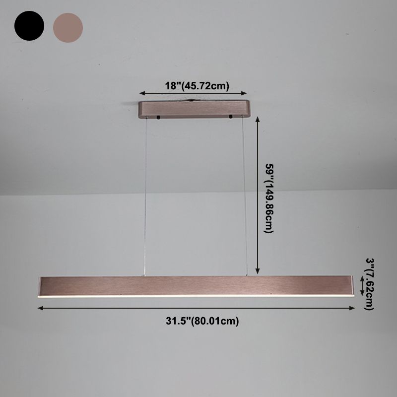 1 Light Rectangle Island Lights Contemporary Metal Island Lighting in Black