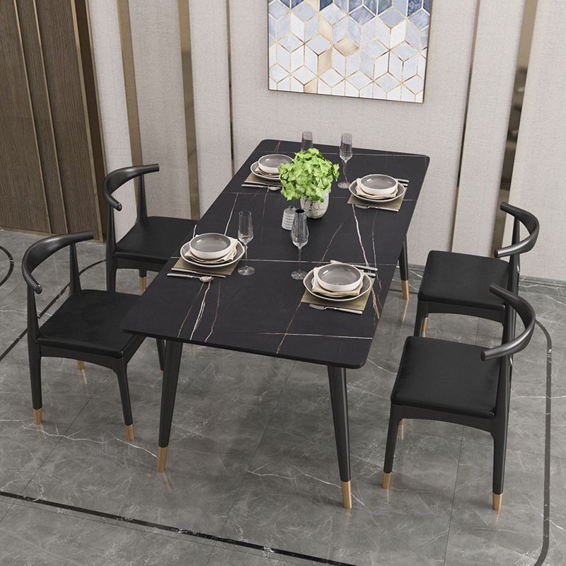 Nordic 1/4/5/7 Pieces Dining Set Sintered Stone Top Table with Leather Chairs
