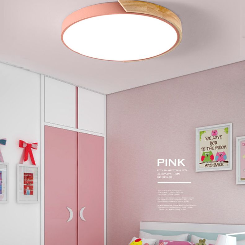 Plafonnier LED Macaron en acrylique, plafonnier circulaire en fer de Style nordique moderne pour salon