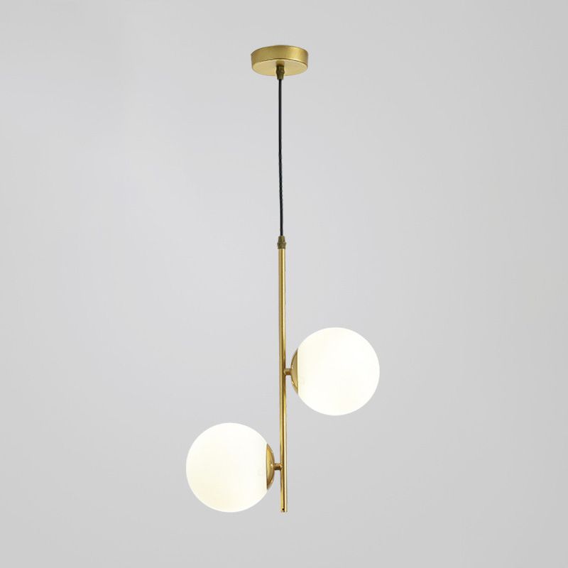 2 Lichte bolvormige tak Hangende lichten Moderne stijl Glazen hangende verlichting voor slaapkamer