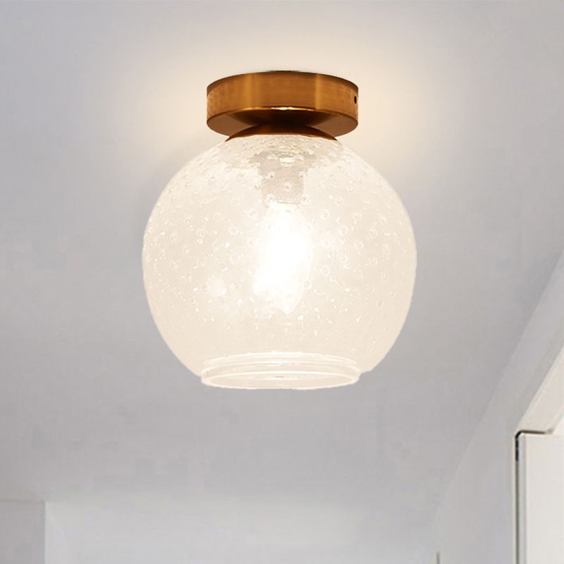 Plafonnier encastré en verre rose/jaune/bleu/transparent avec abat-jour globe minimalisme, luminaire monté au plafond pour foyer à 1 lumière