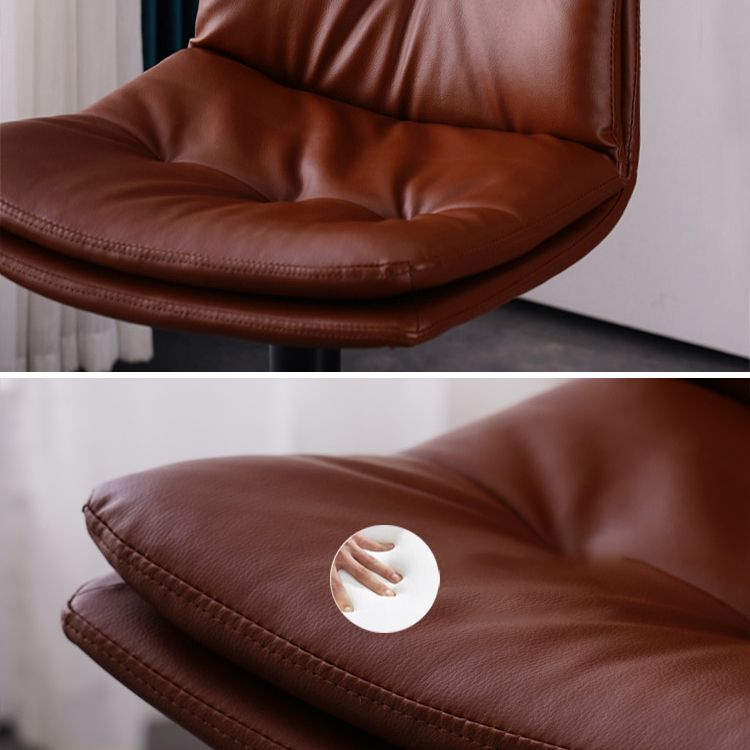 Modern Swivel Adjustable Height Barstool Matte Finish Leather Stool