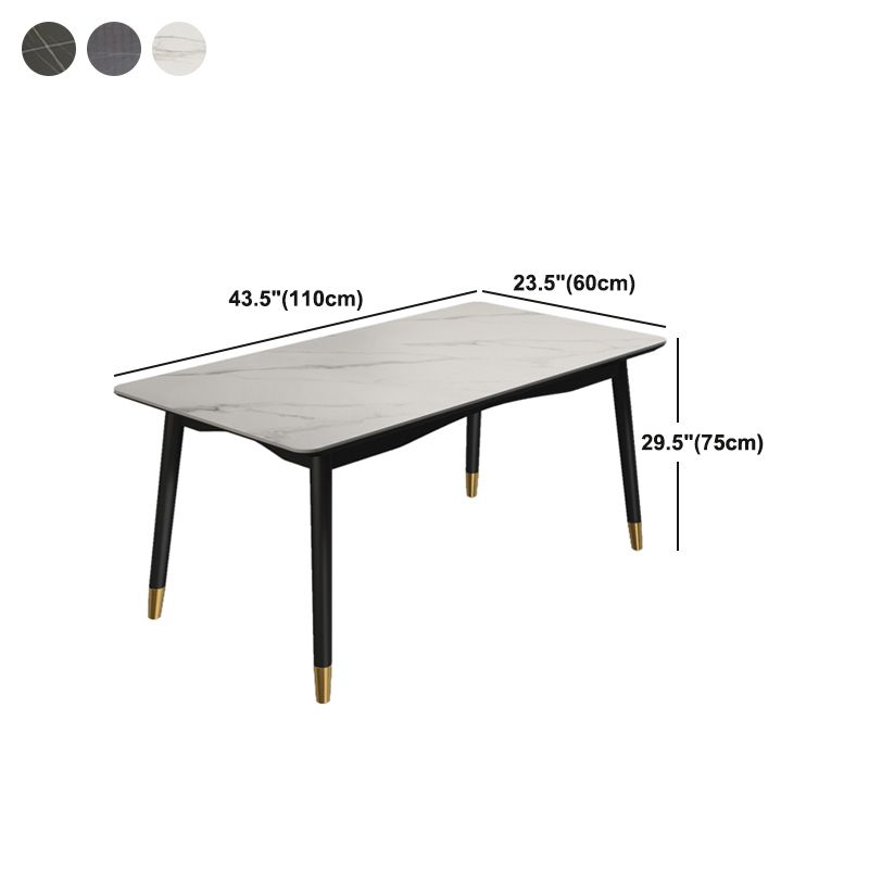 Rectangle Dining Table 4 Legs Dining Table with Solid Wood Base