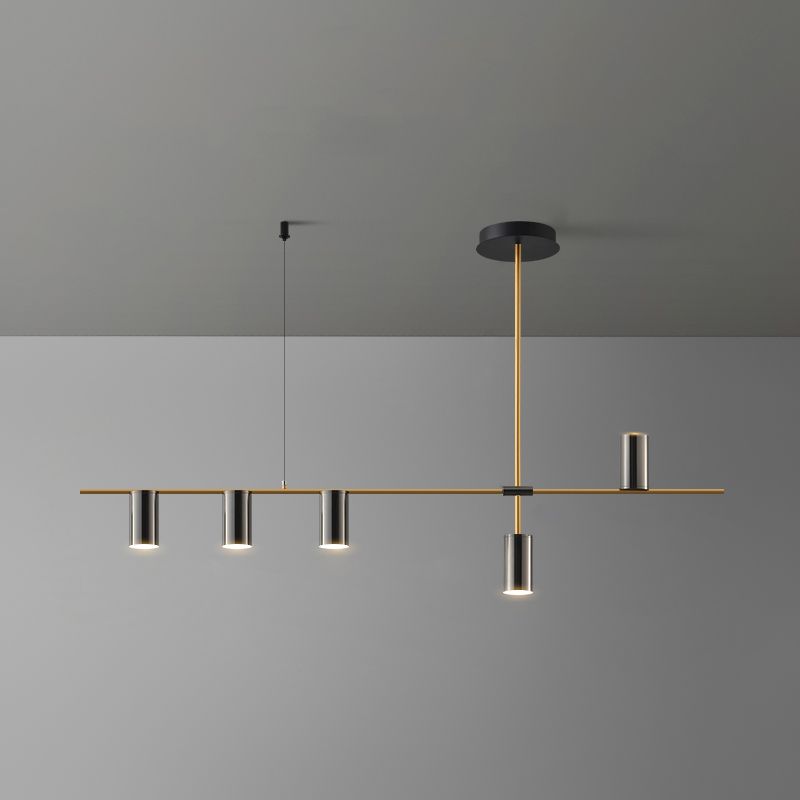 Linear Cylinder Lighting Fixtures Contemporary Metal Island Pendants for Kitchen