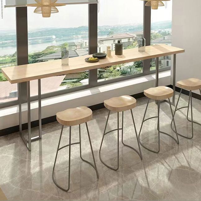 Luxury Rectangle Solid Wood Bar Table Set 1/4/6 Pieces Counter Table with Backless Stools