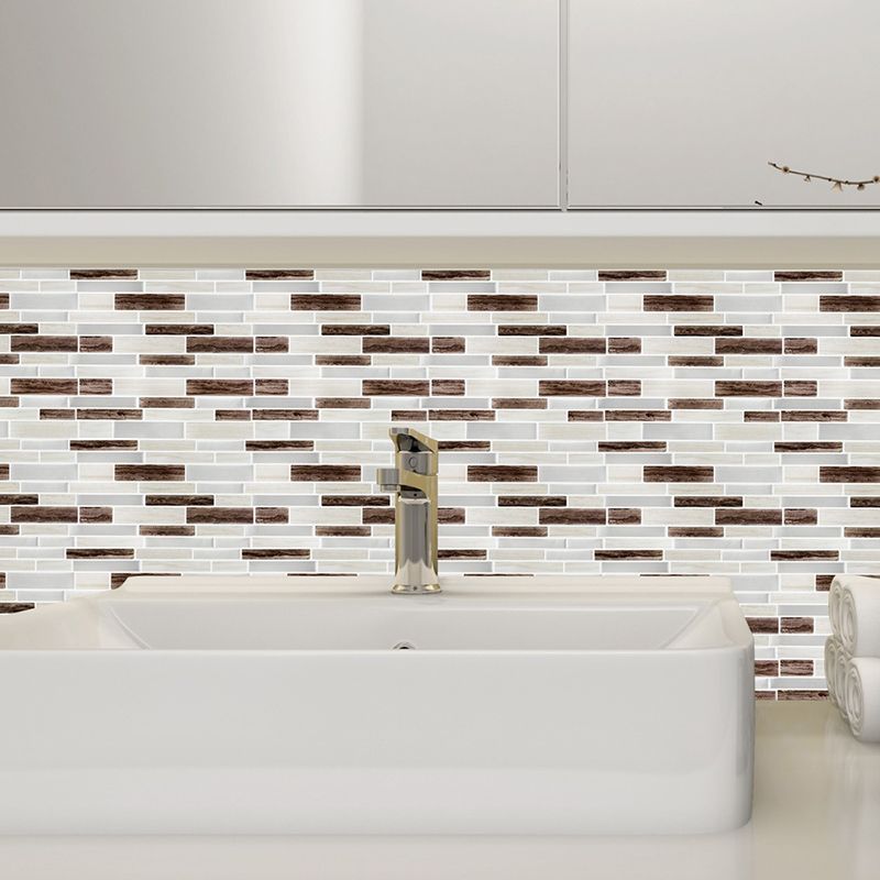 Brown Mosaic Tile Wallpapers Brick Look Farmhouse Easy Peel off Wall Covering for Home