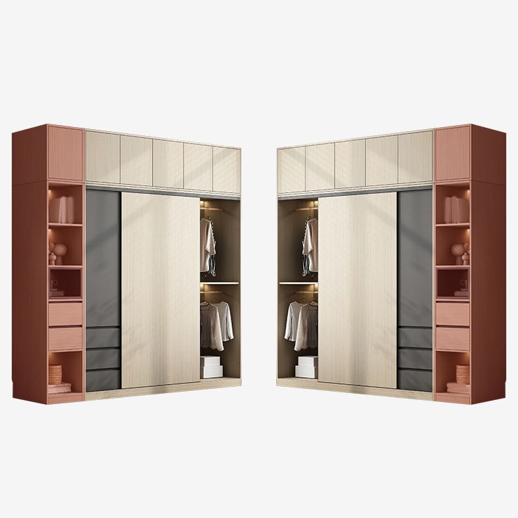 Engineered Wood Wardrobe Armoire Modern Sliding Door Wardrobe