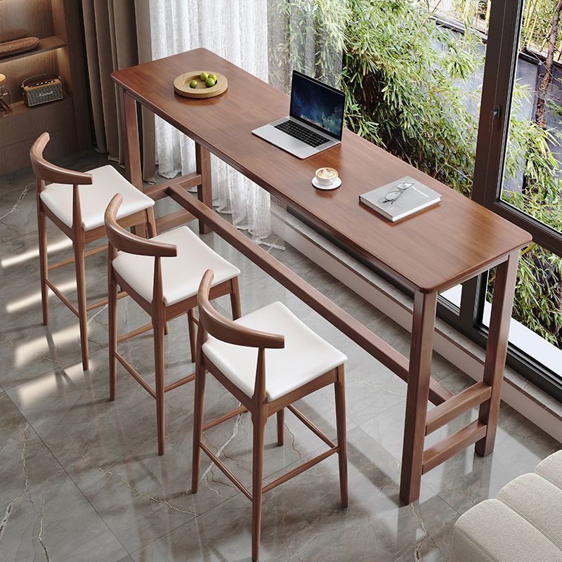 Modern Indoor Bar Stool Table Rectangle Wood Bar Dining Table