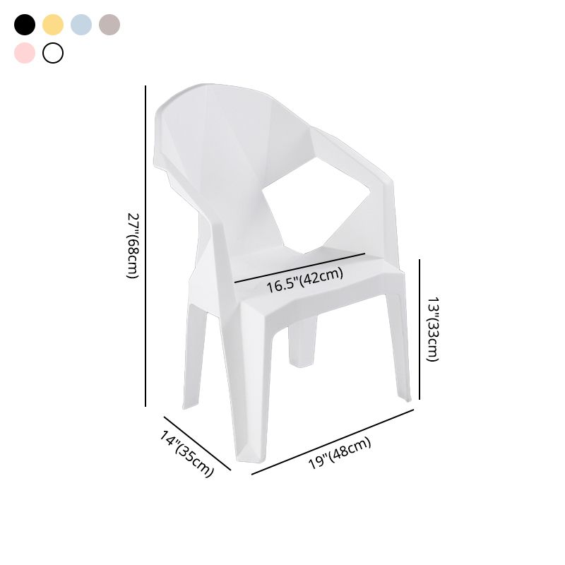 Contemporary Style Stacking Dining Chair Slat Back Plastic Dining Arm Chairs