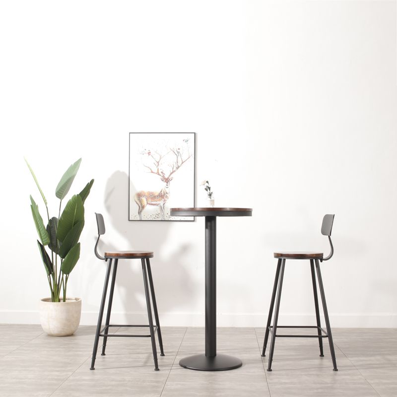 1/3 Pieces Industrial Iron Bistro Set Round Bar Table Set with Pine Wood Top