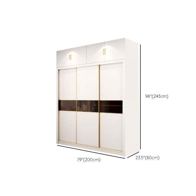 Sliding Wardrobe Armoire White Wardrobe Cabinet with Garment Rod