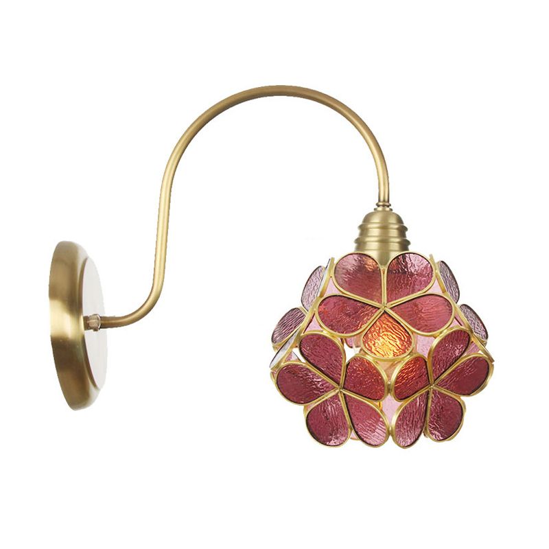 Bloemachtige wandverlichting Minimalistisch metaal 1 Lichte woonkamer SCONCE LIMMUTER MET WIT/ROZE/BLAUWE GLASS TADHE