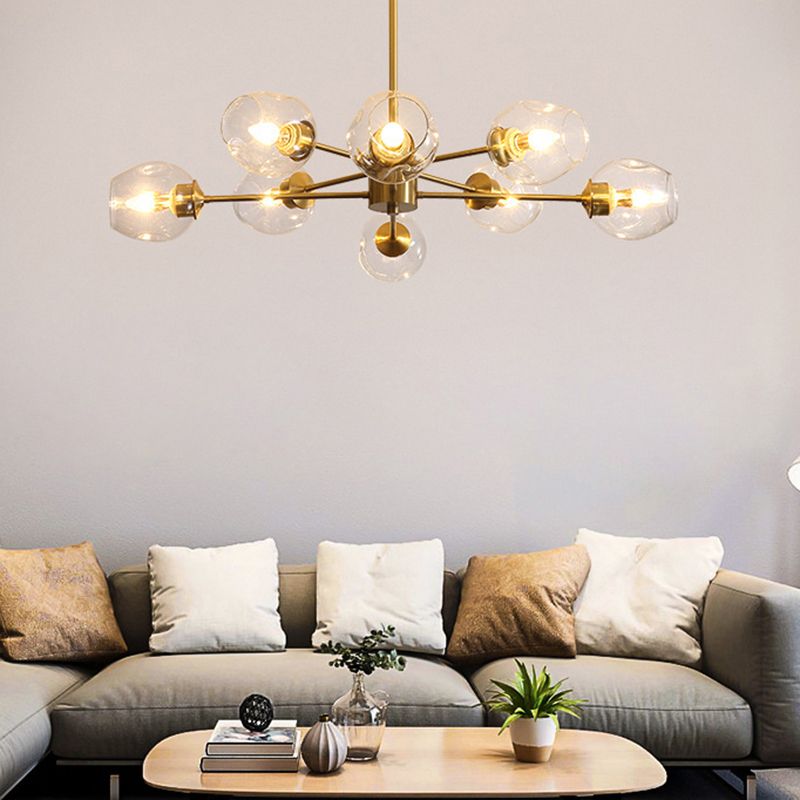 Luz de colgante de oro de vidrio en la lámpara de lámpara de cobre de estilo de lujo moderno para espacios interiores