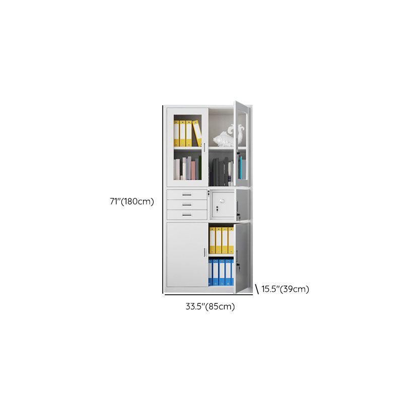 Modern File Cabinet Steel Adjustable Storage Shelves and Locking Drawers Cabinet