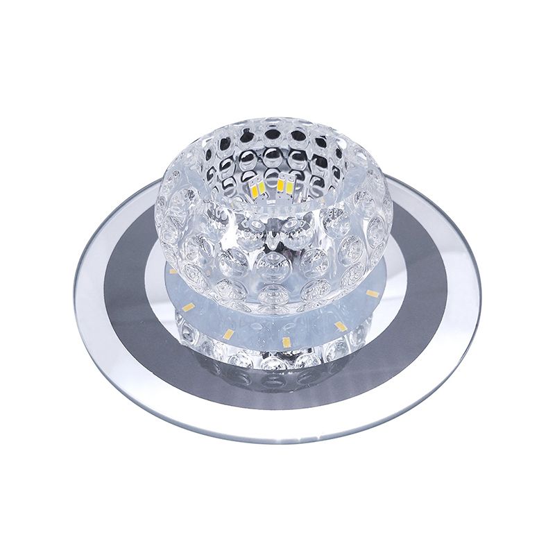 Donut LED Flush Mount Lighting Contemporary Cut-Crystal Clear Ceiling Mount Light for Entryway