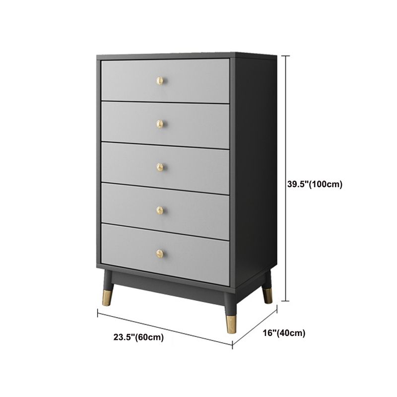 Glam Wooden Vertical Storage Chest Bedroom Chest with Drawers
